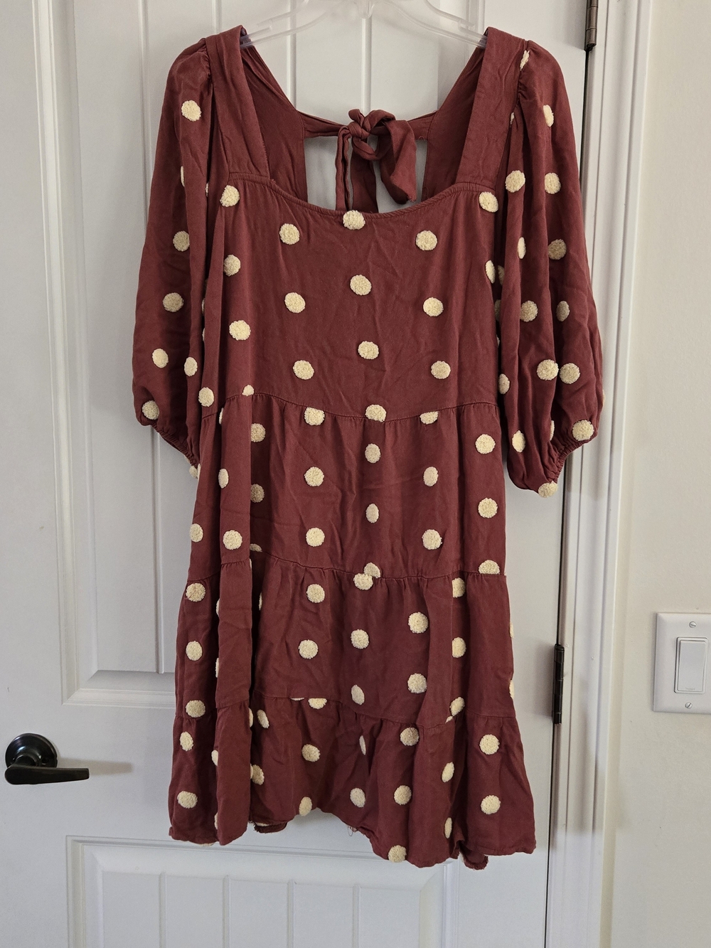 Blu Pepper Rust Dot Tiered Dress with Cream Polka Dots 2x